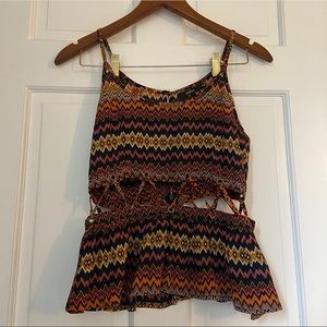 BOGO✨LF Millau Patterned Cut Out Peplum Top